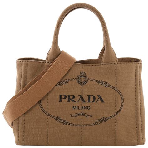 prada tote canvas brown shopper|Prada canvas canapa tote.